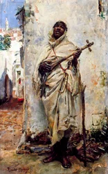Arabski muzyk. Obraz autorstwa Ricardo de Madrazo Y Garreta (1852-1917). Olej na drewnie. Kolekcja prywatna.