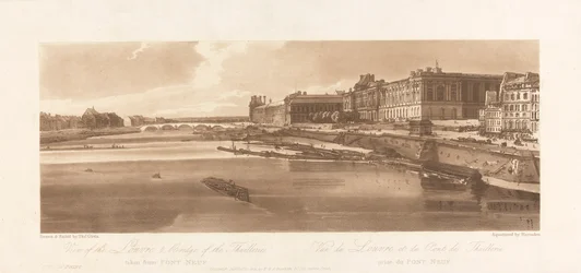 Widok na Luwr i Most Thuilleries, zaczerpnięty z Pont Neuf. 1802; Płyta 2 z Widoków w Paryżu, Emanuel Volume Tracing płyty, B1981.25.2613
