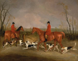 George Mountford, łowczy Quornu, i W. Derry, pomocnik psiarczyka, w John O