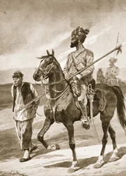 Bengalski lansjer i jego więzień bokser, ilustracja z „Bitwy XIX wieku: tom. VII, The Chinese War of 1900-1901