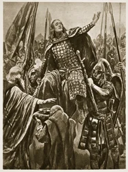Wyniesienie Edwarda Starszego podczas jego koronacji w Kingston upon Thames w Niedzielę Zesłania Ducha Świętego, z „The Illustrated London News”, 1902