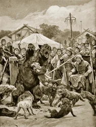 Bear Baiting w Saxon Times, ilustracja z „Hutchinson