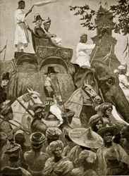 Wojska brytyjskie wkraczające do Singapuru, 1824, ilustracja z „Hutchinson
