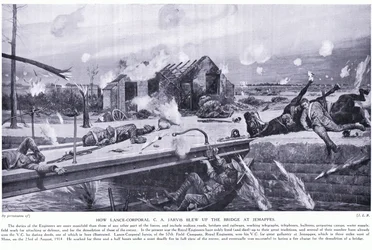 Jak Lance Corporal C. Jarvis wysadził most w Jemappes niedaleko Mons i wygrał VC, sierpień 1914