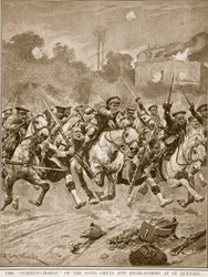 „Szarża strzemionowa” szkockich szaraków i górali w St. Quentin, 1914-19
