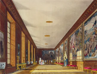 Sala balowa, Hampton Court, z „Historii rezydencji królewskich”, ryty: Richard Reeve (ur. 1780), William Henry Pyne (1769-1843), 1819