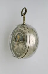 Widok z boku zegarka z boczną kopertą, ok. 1685 (srebrny)