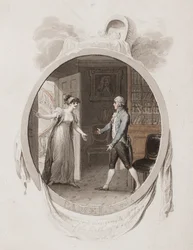 Panna Darnford przyniosła panu B wiadomość o narodzinach syna Letta. 18, ilustracja do wydania „Pameli” z 1802 roku; lub, Virtue Rewarded” Samuela Richardsona, ok. 1802 (ołówek i wc na papierze)