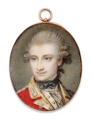 Generał dywizji John Scott, w szkarłatnym mundurze z żółtymi licami