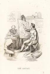 Szkielet Śmierci i artysta., 1827 (rycina)