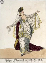 Madame Catalani w „Semiramide”, jej pierwszy występ w Anglii, 13 grudnia 1806 (kolorowa akwaforta)