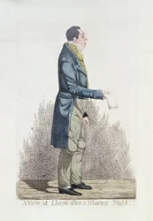 Widok w Lloyds po burzliwej nocy, 1824 (kolorowa akwaforta)
