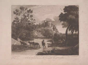 Widok Tivoli o zachodzie słońca, opublikowany 1775 (mezzotinta z akwafortą)