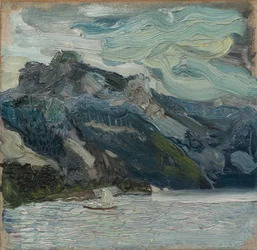 Jezioro Traun ze śpiącym w górach Grekiem, 1907
