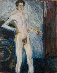 Nagi Autoportret z paletą - Gerstl, Richard (1883-1908) - 1908 - Olej na płótnie - 139,3x100 - Muzeum Leopolda, Wiedeń