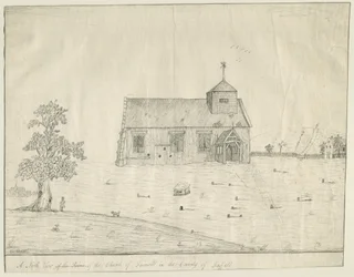 Kościół pożegnalny: rysunek piórem, bd [?koniec XVIII w.] (rysunek)
