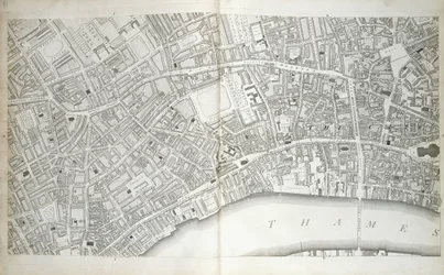 Tabliczka z „Planu miast Londynu i Westminster, gminy Southwark i przylegających części”, c.1792-1799