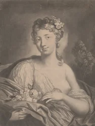 Wiosna: młoda kobieta trzymająca kwiaty w płaszczu, 1775 r.