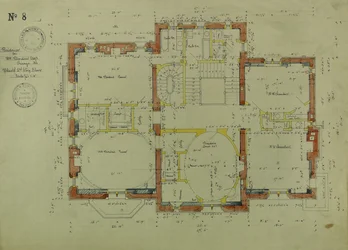 Rezydencja Williama Bordena, Chicago, Illinois, plan drugiego piętra