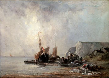 Łodzie na wybrzeżu Normandii, 1823.