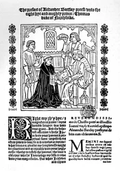 Tłumacz przedstawiający swoją książkę księciu Norfolk., c1500-1520, 1923