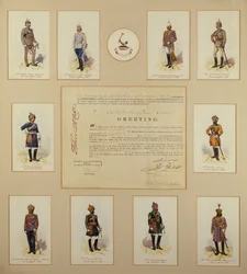 Oficerowie armii brytyjskiej w mundurach autorstwa R. Simkina, XIX w.
