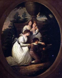 Grupa rodzinna w ogrodzie, ok. 1790 (olej na miedzi)