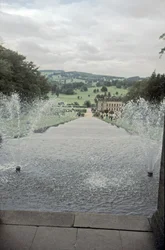 Chatsworth House ze szczytu Cascade, Derbyshire, ok. 1980