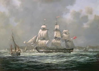 Statek Kompanii Wschodnioindyjskiej H.C.S. Thomas Coutts u wybrzeży Needles, wyspa Wight