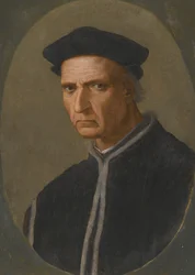 "" Portret florenckiego męża stanu Piero Soderiniego (1452-1522) "" Obraz Ridolfo Ghirlandaio (1483-1561) Ze zbiorów prywatnych