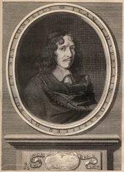Portret Jeana Chapelaina (1595-1674), francuskiego poety - Grawerunek - Jeana Chapelaina (1595-1674) Francuskiego poety i krytyka literackiego - Grawerunek Nanteuuil et grave par Peulot.