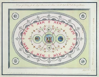 Projekt sufitu w Sali Dam, Dom Headfort, 1772 (wc, pióro i tusz, grafit na papierze)
