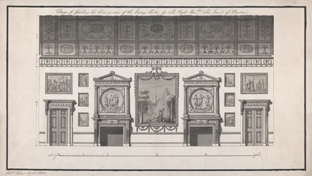 Headfort House, Jadalnia, Kominek (pióro i czarny tusz oraz umyć ołówkiem na papierze)