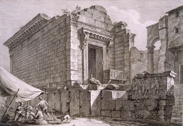 Widok na Świątynię Eskulapa, wyd. 1764.