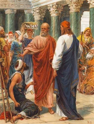 "W imię Jezusa Chrystusa z Nazaretu, powstań i chodź" (kolorowa litografia)