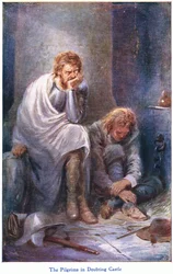 The Pilgrims in Doubting Castle, z książki The Pilgrims Progress wydanej przez John F. Shaw & Co, ok. 1900 (kolor lito)