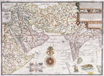Mapa Afryki Wschodniej, Arabii i Indii, 1598