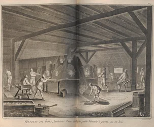 Produkcja szkła. Z Encyclopédie autorstwa Denisa Diderota i Jeana Le Ronda dAlemberta, 1751-1765.