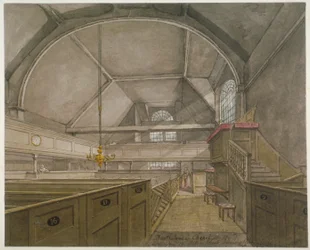 Wnętrze kaplicy w kościele św Bartłomieja Wielkiego, Smithfield, City of London, 1818