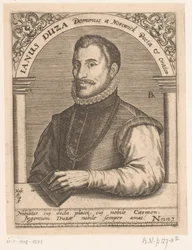 Portret Janusa Dousa .a Janus Duza Dominus poeta i orator z Nortwick. (tytuł na obiekcie) Seria portretów uczonych XV i XVI wieku (tytuł serii)