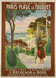 Plakat reklamujący Paris-Plage le Touquet, Pas de Calais, ok. 1910 (kolor lito)
