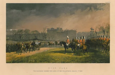 Hyde Park - księżniczka przechodząca linie ochotników, 7 marca 1863, 1863