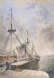 Widok patrząc w tył z Port Paddle-box na pokładzie Great Eastern..., 1865-66.