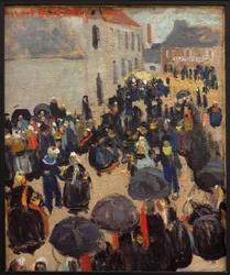 Impreza na wsi. Obraz Roberta Delaunaya (1885-1941), olej na płótnie