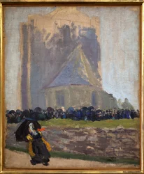Kwadratowa wieża w Saint Guenole. Obraz Roberta Delaunaya (1885-1941). Olej na płótnie, ok. 1905. Muzeum Sztuk Pięknych w Brześciu.