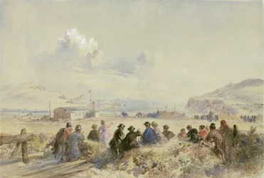 Obserwowanie manewrów z wydm, zatoka Foilhummerum, Valentia, ok. 1865 r. (akwarela na papierze)