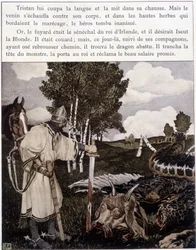 Tristan w pobliżu martwego smoka - w „Le Roman de Tristan et Iseult” Bédiera ill. Robert Engels, wyd. Sztuki, Paryż