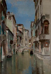 Kanał w Wenecji, dzielnica San Trovaso, ca. 1885.