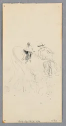 Rysunek, Ściana zewnętrzna: Wykusz, balkon i gzyms (recto); Dwie postacie i niezidentyfikowane linie (verso), 1882 r.