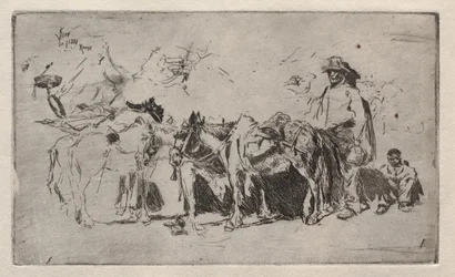 Ludzie i osły, Rzym, 1880.